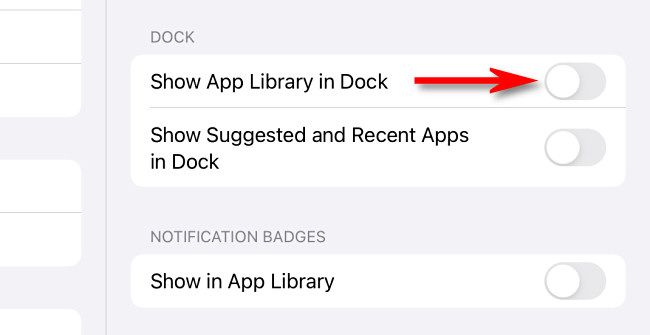 Switch "Show App Library in Dock" to "Off."