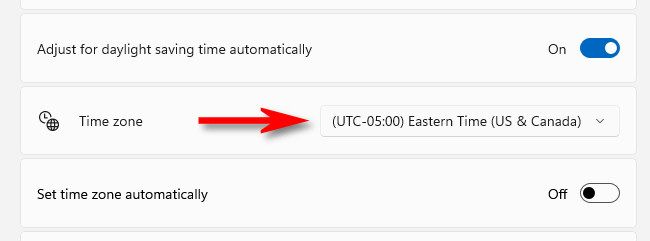 Click the drop-down menu beside "Time Zone" and select the time zone you'd like to use.