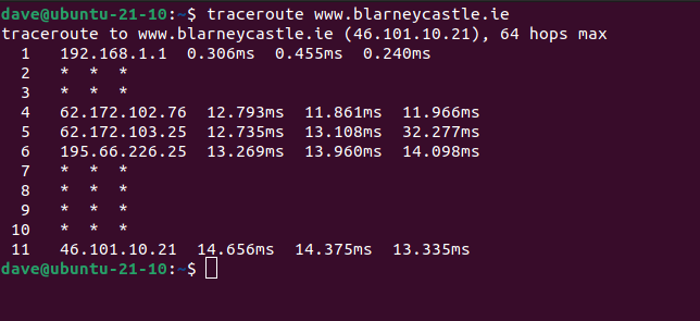 Countin g routing hops with traceroute