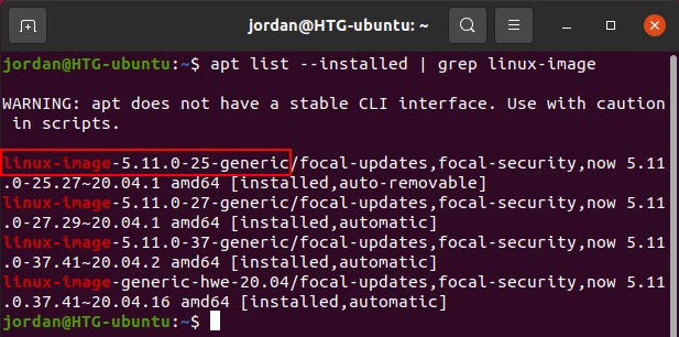 List kernels in Ubuntu using apt