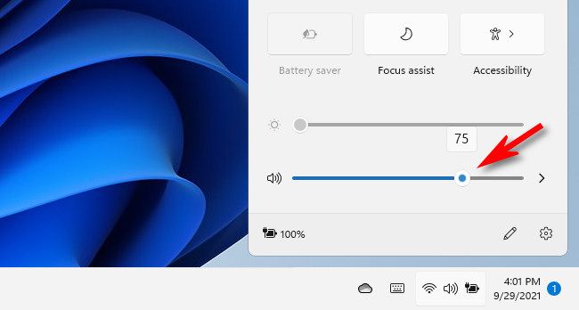 Use the volume slider in Quick Settings to change sound volume.