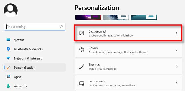 In Windows 11 personalization settings, click "Background."