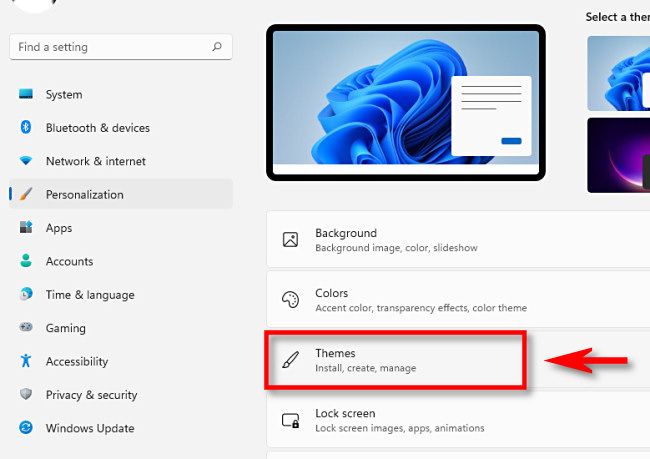 In Windows 11 Personalization settings, click "Themes."