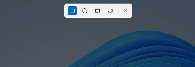 The Windows 11 snipping toolbar.