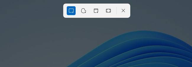 The Windows 11 snipping toolbar.