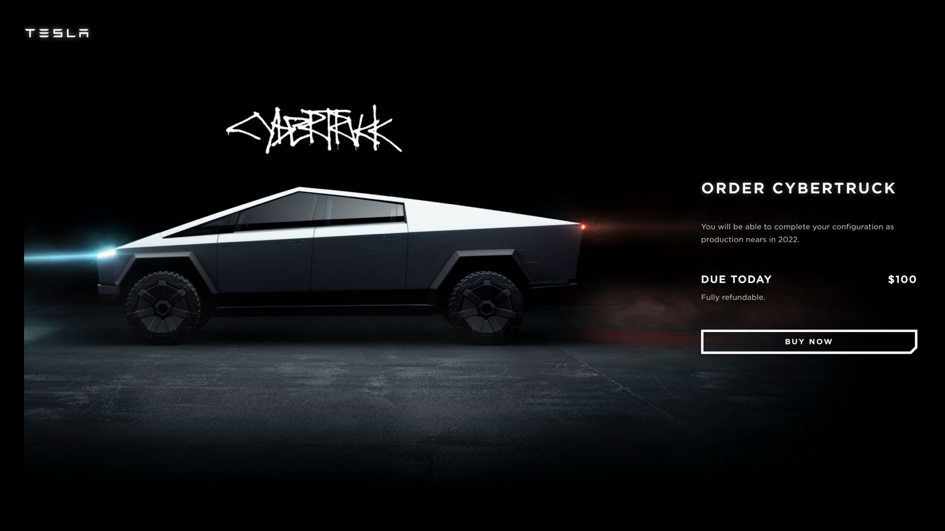 Cybertruck order page