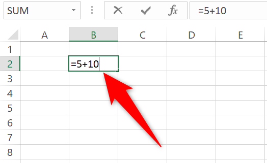 Type a number, the plus sign, and then another number.