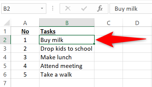 Select a cell in Excel.