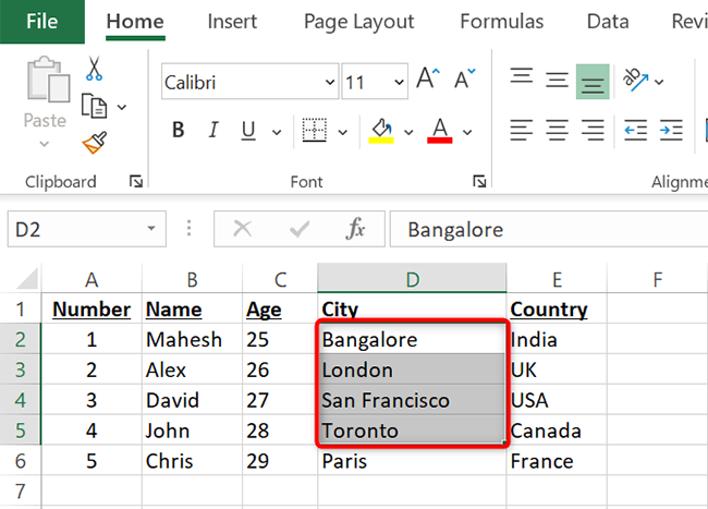 Select rows in Excel.
