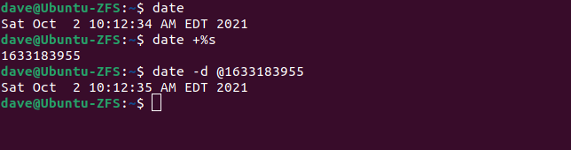 Using date to show the seconds since the Unix epoch