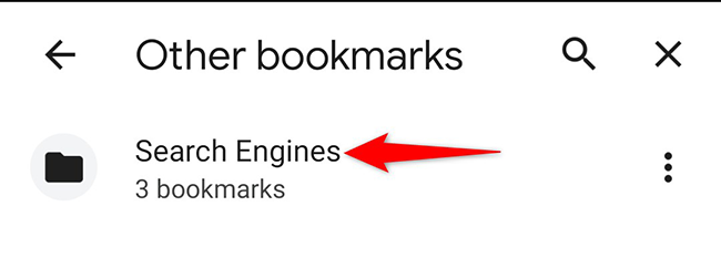 Select a bookmark folder in Chrome on mobile.