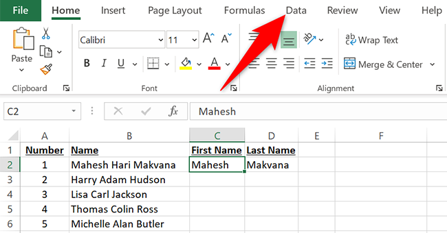Click the "Data" tab in Excel's ribbon.