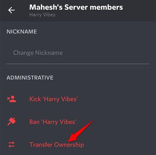 Select "Transfer Ownership" in the three-dots menu.