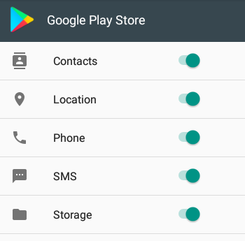 The Google Play store permissions