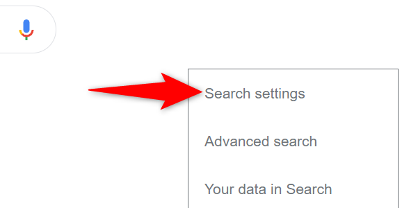 Select "Search Settings" from the "Settings" menu.
