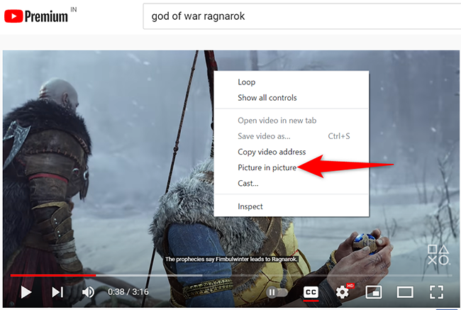 Right-click a video and select "Picture in Picture" in Chrome.