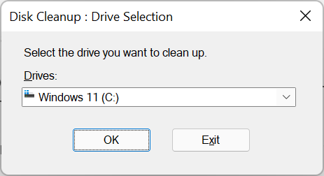 Select the Windows 11 drive from the 