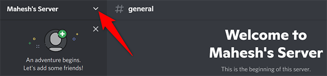 Click the down-arrow icon next to the server name.