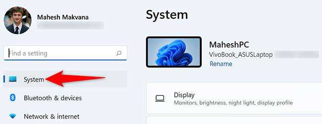 Click "System" in Settings.