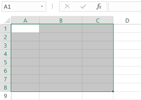A table removed from Excel.