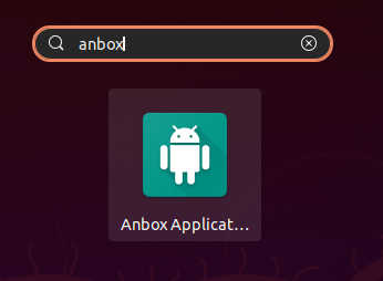 Searching for Anbox in the GNOME activities screen
