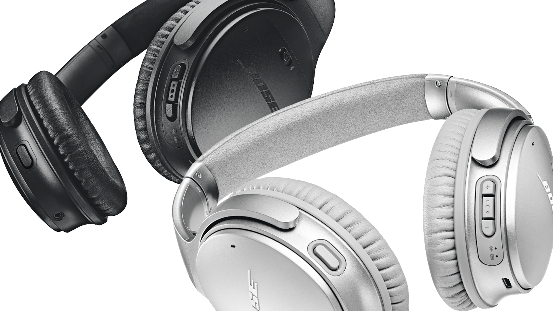 The Bose QuietComfort 35 II headphones in black and white.