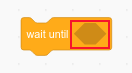 The wait until code block with the drop zone highlighted