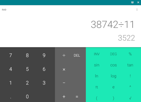 The Android calculator running on Linux