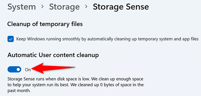 Enable "Automatic User Content Cleanup" on the "Storage Sense" page in Settings.