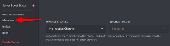 Click "Members" on the server settings page.