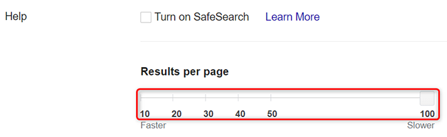 Drag the "Results Per Page" slider.