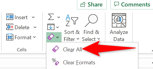 Select "Clear All" from the "Clear" menu.