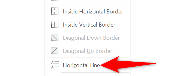 Select "Horizontal Line" from the menu.