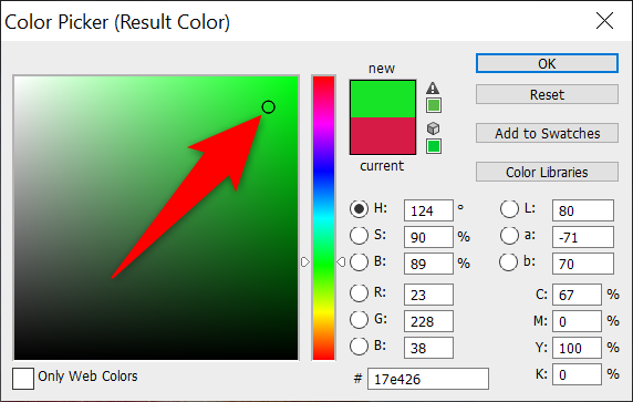 Choose the target color in "Color Picker" and click "OK."