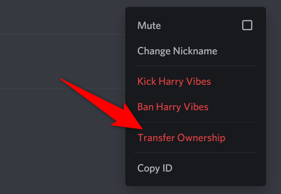 Select "Transfer Ownership" from the three-dots menu.