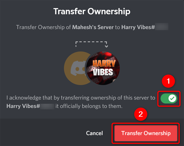 Click "Transfer Ownership" on the "Transfer Ownership" window.
