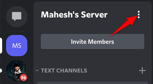 Tap the three dots next to the server name.