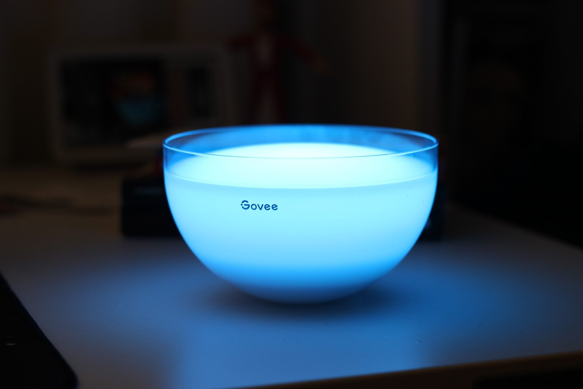 The Govee StarPal in &quot;bowl mode&quot; with a blue light on