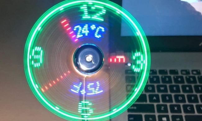 Clock LED fan being used on laptop