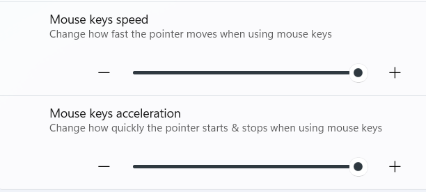 Change mouse speed and acceleration.