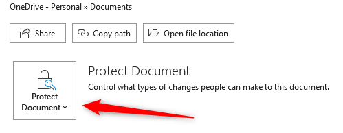 Click Protect Document in the Info section.