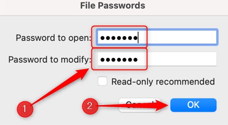 Enter new passwords.