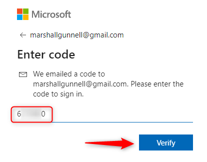 Enter the code and click Verify.