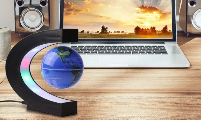 floating globe on desk