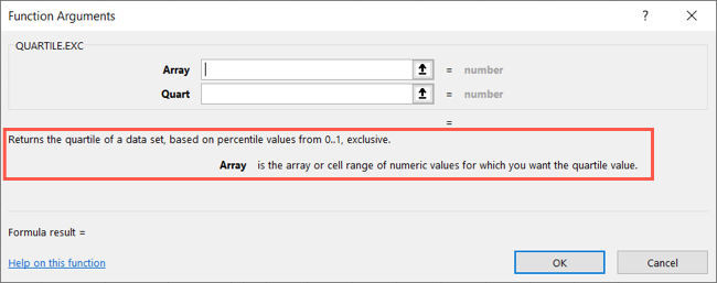 View the function and formula details
