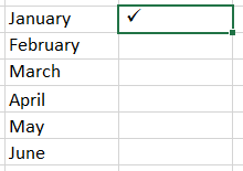 Check mark in Excel