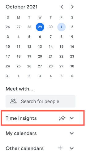 Expand Time Insights in the menu