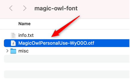 Open the font on Mac.