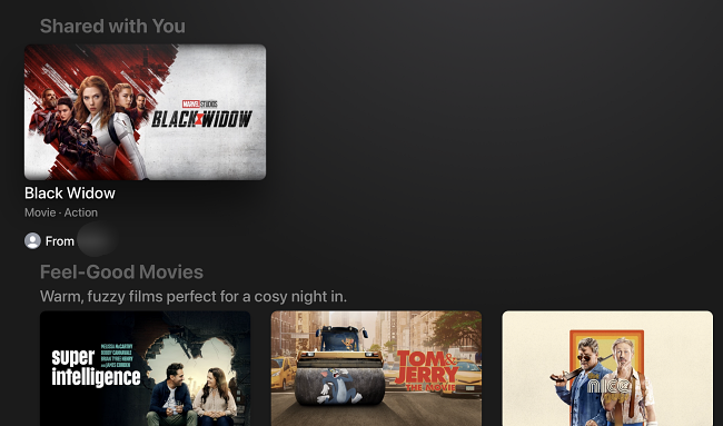 Shared with You section on the Apple TV interface.