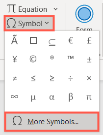 Select Symbol, More Symbols